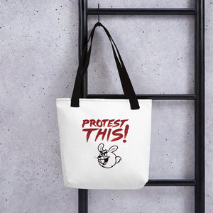Open image in slideshow, Tote bag - rabbit - red font
