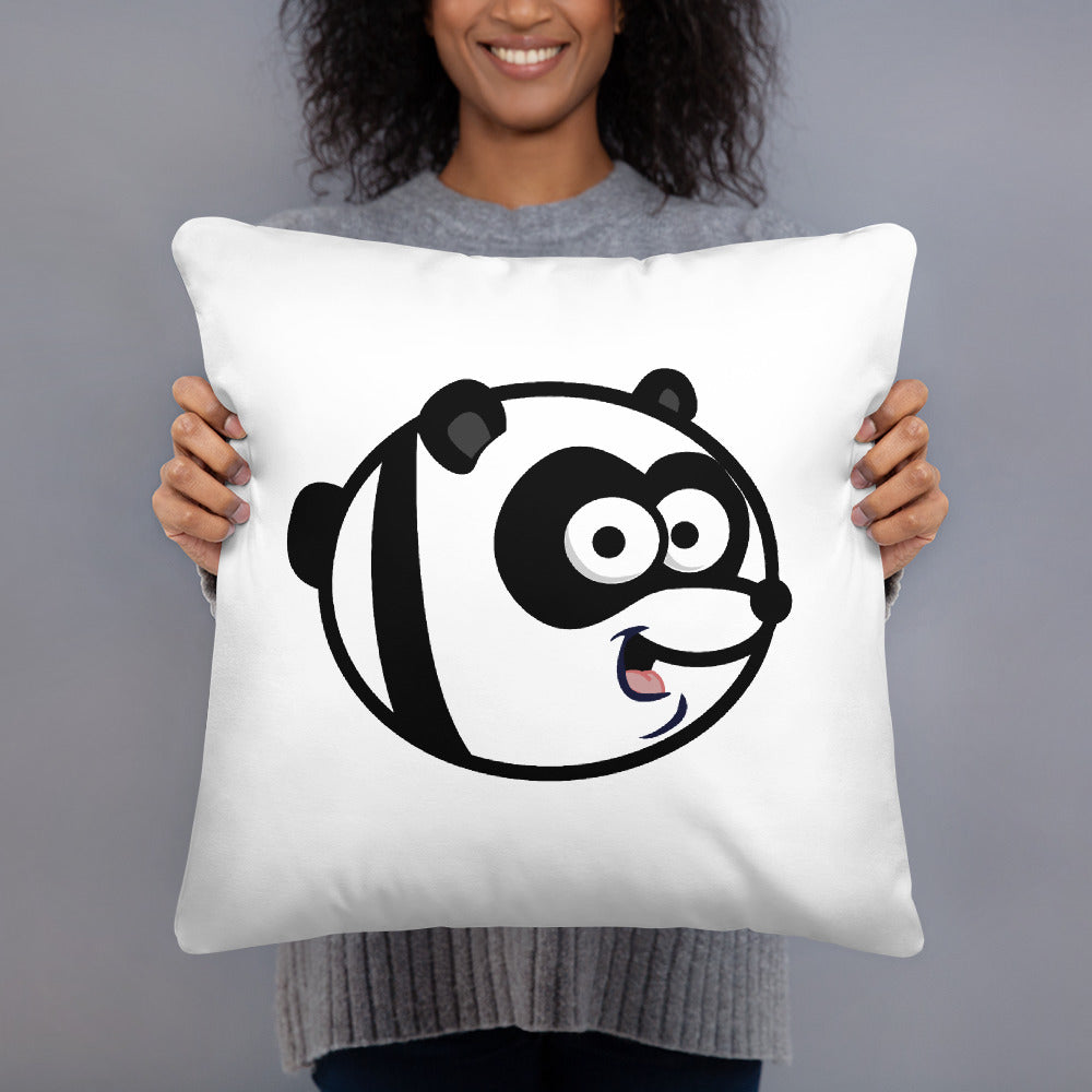 Square Pillow - panda - black logo