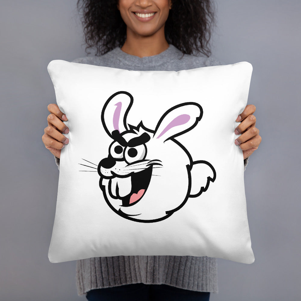 Square Pillow - rabbit - red logo