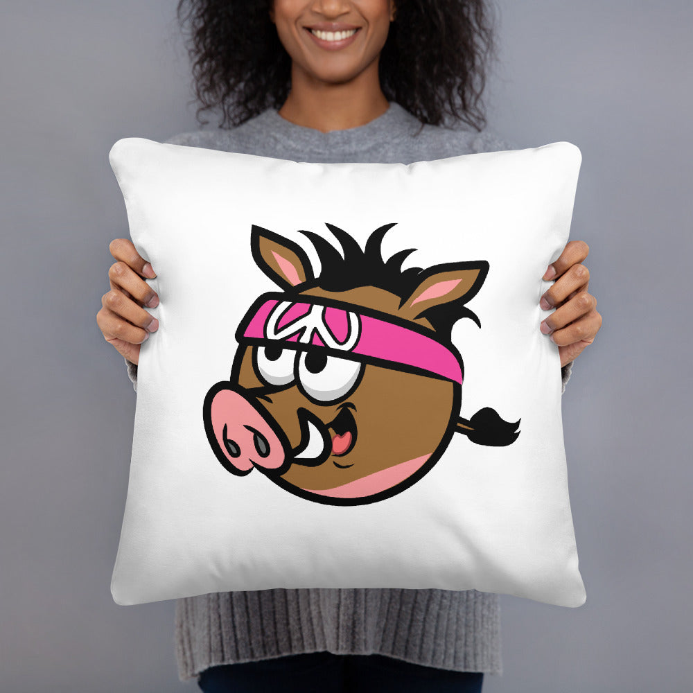 Square Pillow - warthog - red logo