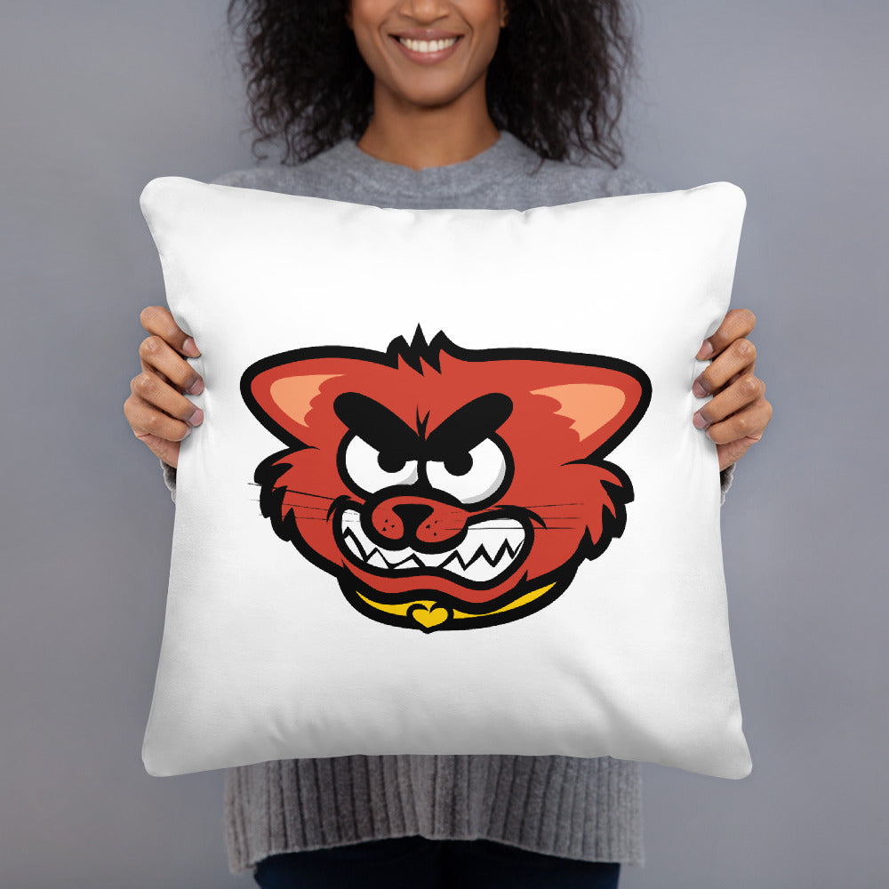 Square Pillow - cat - red logo